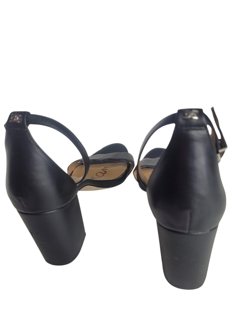 Sam Edelman Black Scalloped Odila Ankle-Strap Block Heels Size 10 - Picture 6 of 9